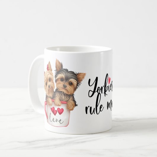 ヨークシャーテリアパピードッグギフトバレンタインヨークシャーテリア コーヒーマグカップ (正面左)