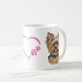 ヨークシャーテリアパピーピンクウォーターカラーヨークシャーテリア コーヒーマグカップ (正面右)