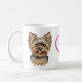 ヨークシャーテリアパピーピンクウォーターカラーヨークシャーテリア コーヒーマグカップ (左)