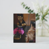 ヨークシャーテリアパピーラブバレンタインデー写真 ポストカード (スタンド正面)