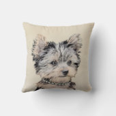 ヨークシャーテリアパピー絵画ズオリジナルドッグアート クッション (裏面)