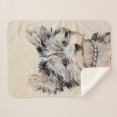 ヨークシャーテリアパピー絵画ズオリジナルドッグアート シェルパブランケット (正面(横))