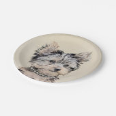 ヨークシャーテリアパピー絵画ズオリジナルドッグアート ペーパープレート (アングル)