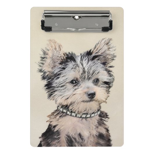 ヨークシャーテリアパピー絵画ズオリジナルドッグアート ミニクリップボード (正面)