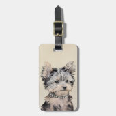 ヨークシャーテリアパピー絵画ズオリジナルドッグアート ラゲッジタグ (正面縦)