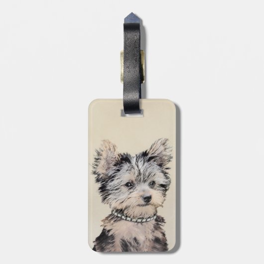 ヨークシャーテリアパピー絵画ズオリジナルドッグアート ラゲッジタグ (裏面縦)