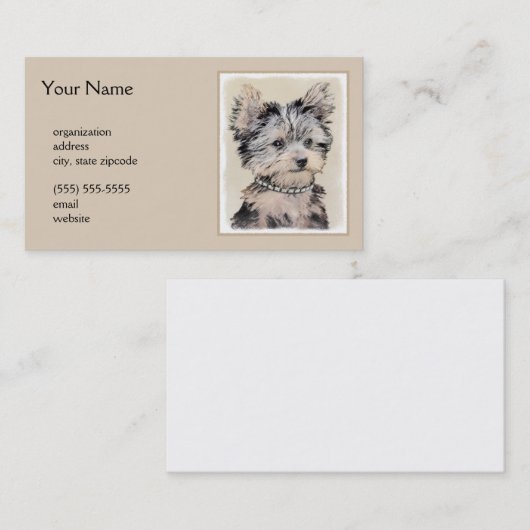 ヨークシャーテリアパピー絵画ズオリジナルドッグアート 名刺 (正面/裏面)