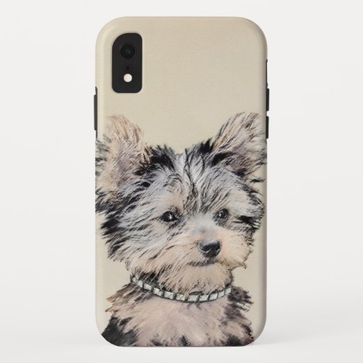 ヨークシャーテリアパピー絵画ズオリジナルドッグアート Case-Mate iPhoneケース (裏面)