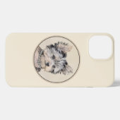 ヨークシャーテリアパピー絵画ズオリジナルドッグアート iPhoneケース (裏面横)