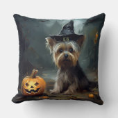 ヨークシャーテリアパンプキンズハロウィーン怖い クッション (正面)