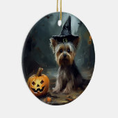 ヨークシャーテリアパンプキンズハロウィーン怖い セラミックオーナメント (右)