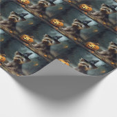 ヨークシャーテリアパンプキンズハロウィーン怖い ラッピングペーパー (角)