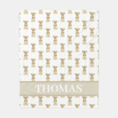 ヨークシャーテリアパーソナライズされたヨークシャーテリアータン&ホワイト フリースブランケット (正面)