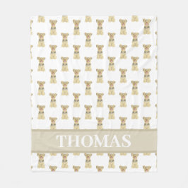 ヨークシャーテリアパーソナライズされたヨークシャーテリアータン&ホワイト フリースブランケット