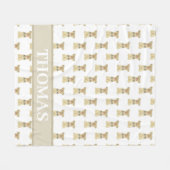 ヨークシャーテリアパーソナライズされたヨークシャーテリアータン&ホワイト フリースブランケット (正面(横))