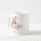 ヨークシャーテリアパーソナライズされた名フローラマグカップ コーヒーマグカップ (正面左)