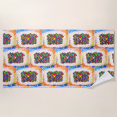 ヨークシャーテリアビーチBGタオル ビーチタオル (正面)