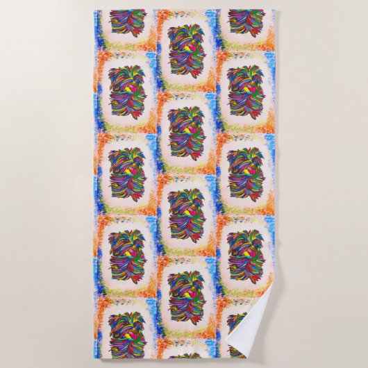 ヨークシャーテリアビーチBGタオル ビーチタオル (正面)