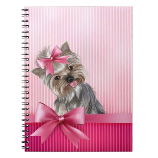ヨークシャーテリアピンクプリンセスヨークシャーテリアパピードッグ ノートブック (正面)