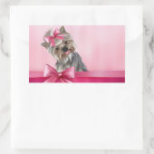 ヨークシャーテリアピンクプリンセスヨークシャーテリアパピードッグ 長方形シール (バッグ)