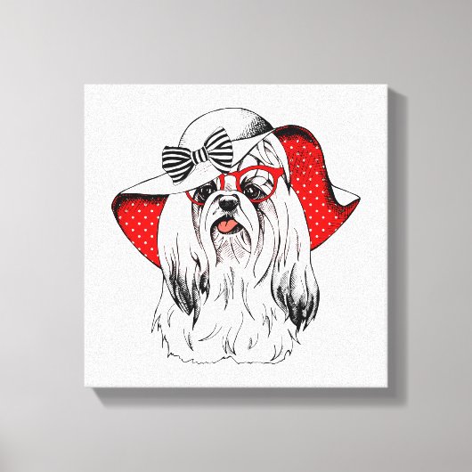 ヨークシャーテリアファッション撮影 キャンバスプリント (正面)