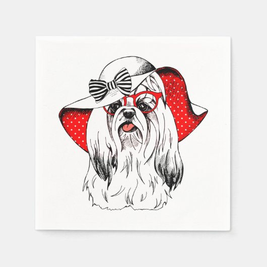 ヨークシャーテリアファッション撮影 スタンダードカクテルナプキン (正面)