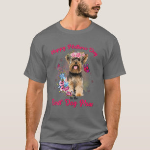 ヨークシャーテリアフラワーハッピー母の日へ Tシャツ
