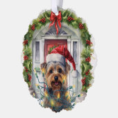 ヨークシャーテリアフロントドアクリスマス オーナメントカード (左)