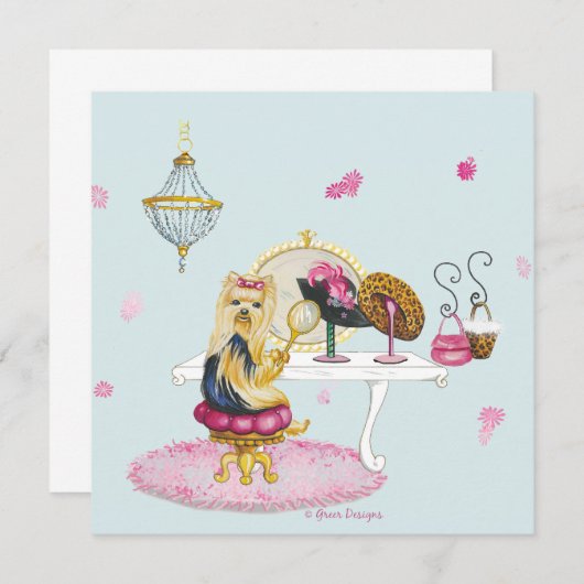 ヨークシャーテリアブドワール招待状カード 招待状 (正面/裏面)