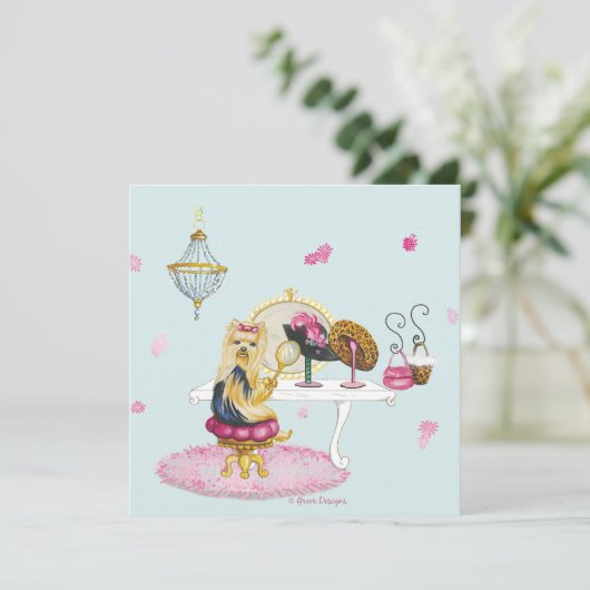 ヨークシャーテリアブドワール招待状カード 招待状 (スタンド正面)