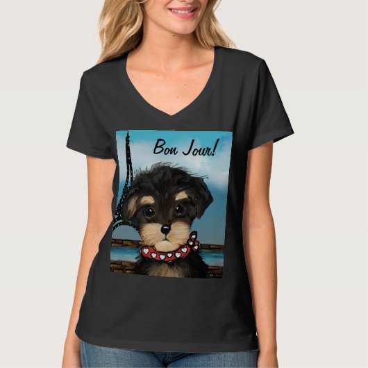 ヨークシャーテリアプーインパリ Tシャツ (正面)