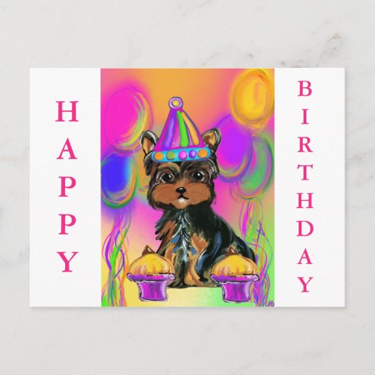 ヨークシャーテリアプール誕生日 シーズンポストカード (正面)