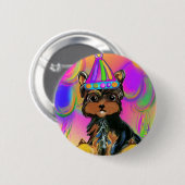 ヨークシャーテリアプール誕生日 缶バッジ (正面&裏面)