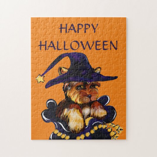 ヨークシャーテリアプー – ハロウィーン ジグソーパズル (縦)