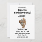 ヨークシャーテリアプーyorkipooかわいい犬の誕生日パーティー 招待状 (正面)