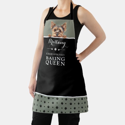 ヨークシャーテリアベーキングクイーンセージグリーンカスタム エプロン (インサイチュ)