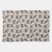 ヨークシャーテリアポーズアンドボーンズヨークシャーテリア犬 キッチンタオル (横)