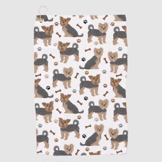 ヨークシャーテリアポーズアンドボーンズヨークシャーテリア犬 ゴルフタオル (正面)