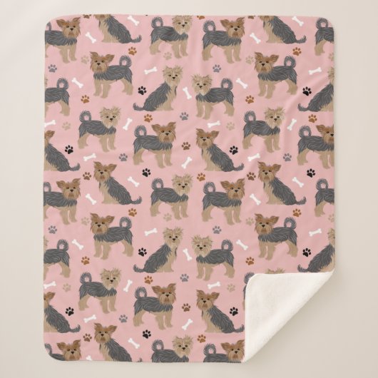 ヨークシャーテリアポーズアンドボーンズヨークシャーテリア犬 シェルパブランケット (正面)