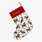 ヨークシャーテリアポーズアンドボーンズヨークシャーテリア犬 スモールクリスマスストッキング (裏面 (吊り時))