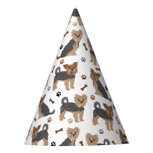 ヨークシャーテリアポーズアンドボーンズヨークシャーテリア犬 パーティーハット (正面)