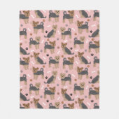 ヨークシャーテリアポーズアンドボーンズヨークシャーテリア犬 フリースブランケット (正面)