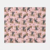 ヨークシャーテリアポーズアンドボーンズヨークシャーテリア犬 フリースブランケット (正面(横))