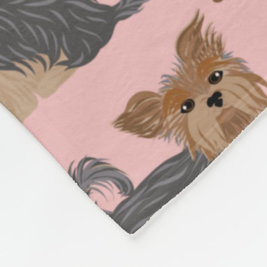 ヨークシャーテリアポーズアンドボーンズヨークシャーテリア犬 フリースブランケット (角)