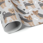 ヨークシャーテリアポーズアンドボーンズヨークシャーテリア犬 ラッピングペーパー (ロールコーナー)
