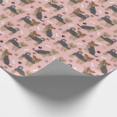 ヨークシャーテリアポーズアンドボーンズヨークシャーテリア犬 ラッピングペーパー (角)