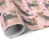 ヨークシャーテリアポーズアンドボーンズヨークシャーテリア犬 ラッピングペーパー (ロールコーナー)