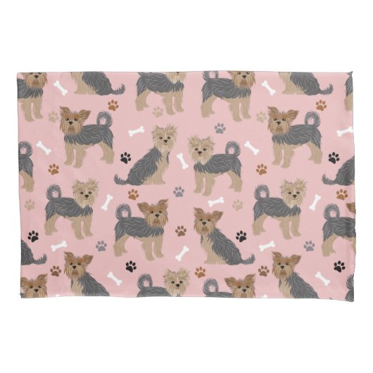 ヨークシャーテリアポーズアンドボーンズヨークシャーテリア犬 枕カバー (正面)