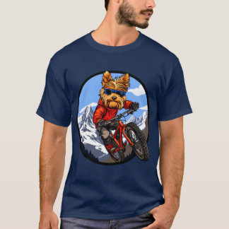ヨークシャーテリアマウンテンバイク/バイクもしくは自転車に乗る人テリアT-S Tシャツ