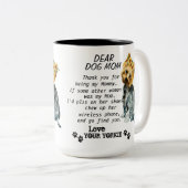 ヨークシャーテリアママ最高の引用文 ツートーンマグカップ (正面右)